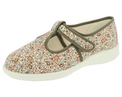 Womens Wide Fit Touch Strap Canvas Shoes - Moorhen