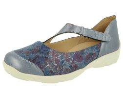 Womens Wide Fit Stretch Fabric Touch Strap Shoes - Gannet
