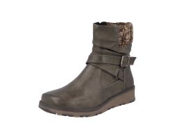 Womens Wide Fit Faux Leather Zip Fastening Ankle Boots - Mink